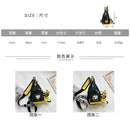 Black and yellow sling bag with cartoon character.