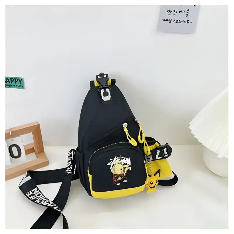 Black and yellow Pikachu sling bag.