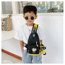 Boy’s black and yellow sling bag.