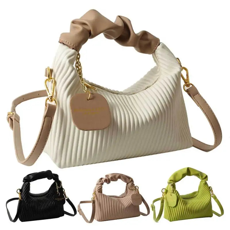 Pleated Lime Green Shoulder Strap Bag Perfect Size Functional Bag