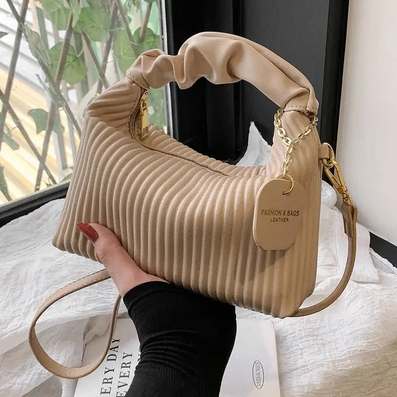 Pleated Lime Green Shoulder Strap Bag Perfect Size Functional Bag