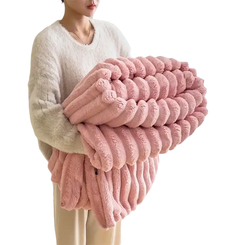 Plush Comfort Ribbed Blanket - Cozy & Versatile Throw