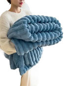 Soft, blue, plush blanket.