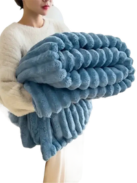 Soft, blue, plush blanket.