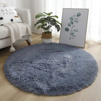 VIKAMA Simple Round Shaggy Rug - Thickened Soft and Decorative for Bedroom Living Room Bedside Dresser and Chair