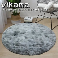 VIKAMA Simple Round Shaggy Rug - Thickened Soft and Decorative for Bedroom Living Room Bedside Dresser and Chair