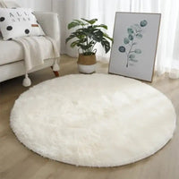 VIKAMA Simple Round Shaggy Rug - Thickened Soft and Decorative for Bedroom Living Room Bedside Dresser and Chair