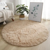 VIKAMA Simple Round Shaggy Rug - Thickened Soft and Decorative for Bedroom Living Room Bedside Dresser and Chair