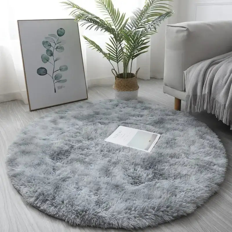 VIKAMA Simple Round Shaggy Rug - Thickened Soft and Decorative for Bedroom Living Room Bedside Dresser and Chair