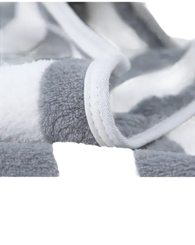 Striped absorbent towel.