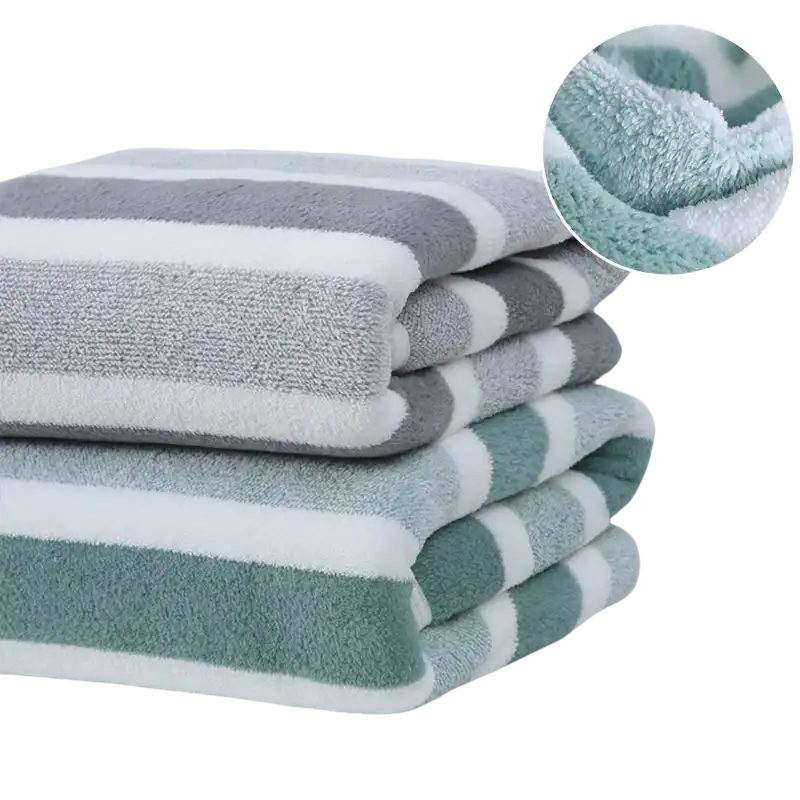 Trendy Striped Plushpuff Bath Towel Fun Fold Delight
