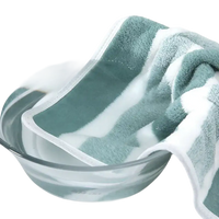 Striped towel soaking in water.