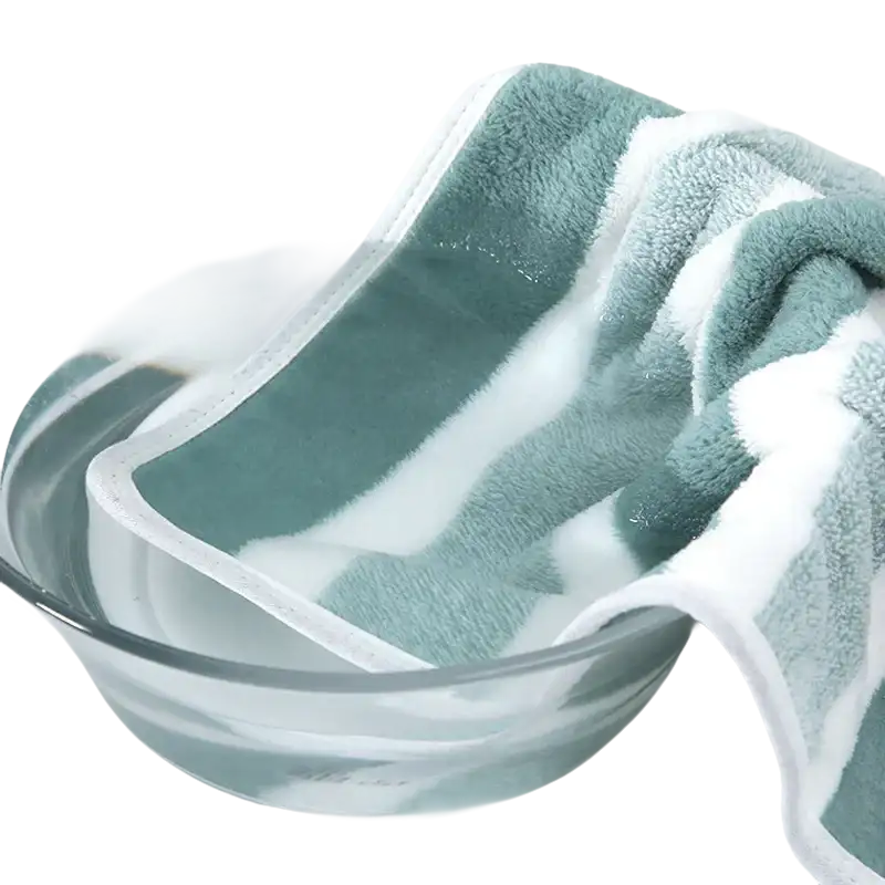 Striped towel soaking in water.