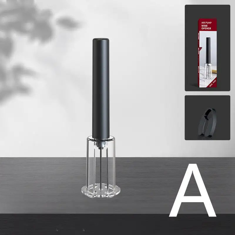 Pneumatic Bottle Opener So Fancy It's Frosted Black Glass Air Pressure Corkscrew