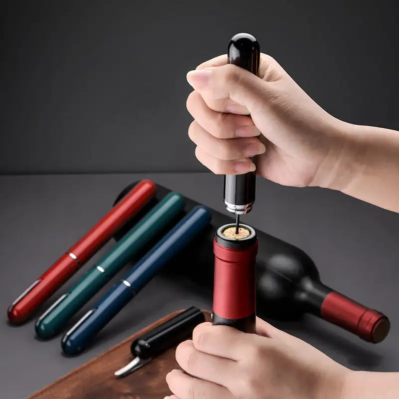 Pneumatic Bottle Opener So Fancy It's Frosted Black Glass Air Pressure Corkscrew