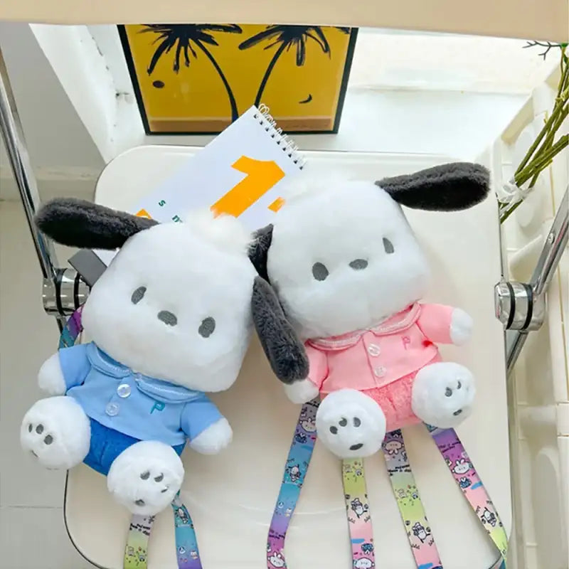 Two Pochacco plush backpacks.