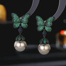 FleurDeLis Dangle Earrings - Gun Black And Green
