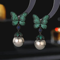 FleurDeLis Dangle Earrings - Gun Black And Green
