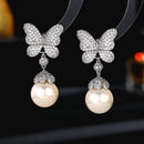 FleurDeLis Dangle Earrings - Silver White