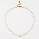 Rice Bead Necklace - Beige 5x8mm