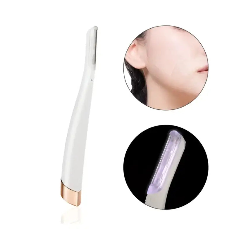 Precious White and Gold Electric Female Eyebrow Hair Remover Shaver