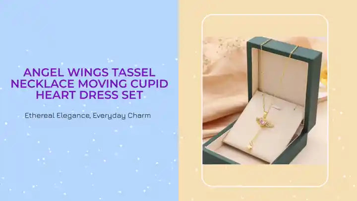 Angel Wings Tassel Necklace Moving Cupid Heart Dress Set