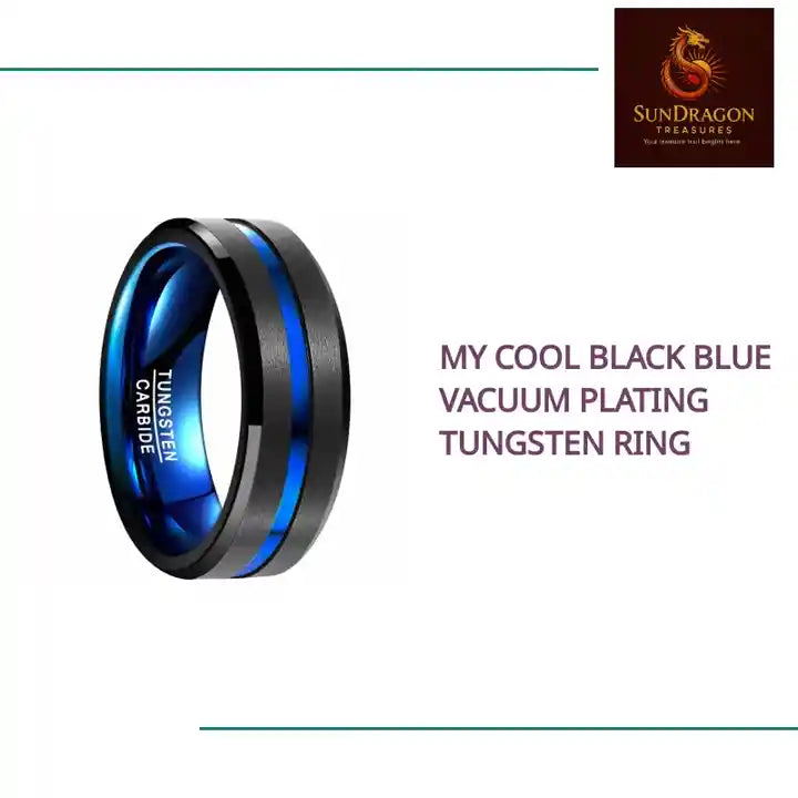 My Cool Black Blue Vacuum Plating Tungsten Ring
