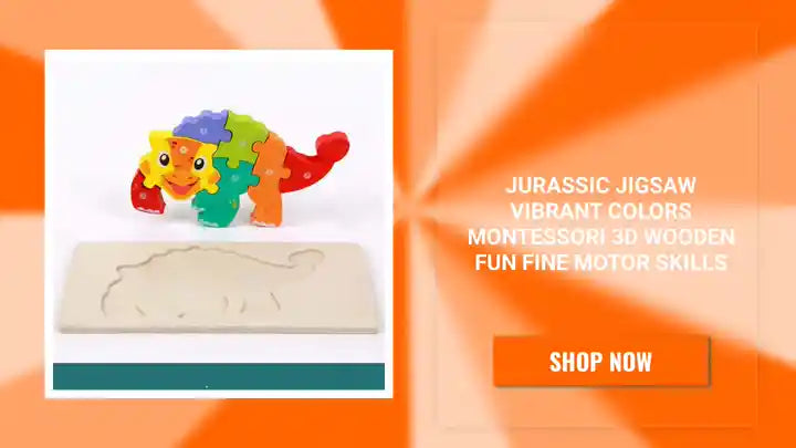Jurassic Jigsaw Vibrant Colors Montessori 3D Wooden Fun Fine Motor Skills