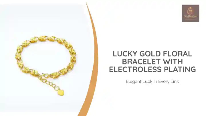Lucky Gold Floral Bracelet with Electroless Plating