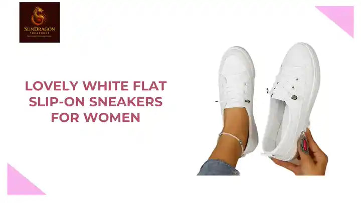 Lovely White Flat Slip-on Sneakers for Women