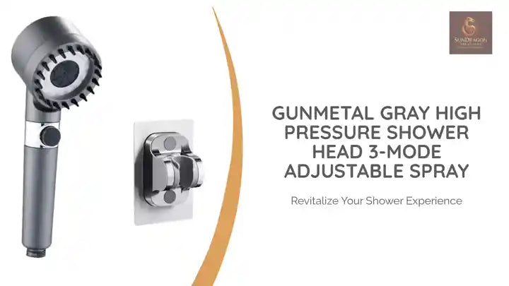 Gunmetal Gray High Pressure Shower Head 3-Mode Adjustable Spray