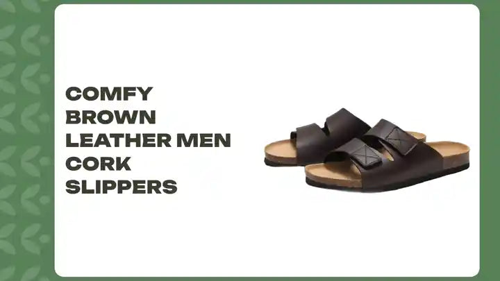 Comfy Brown Leather Men Cork Slippers