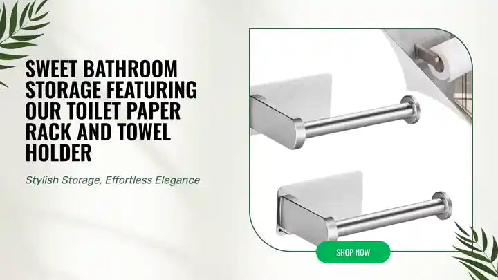 Sweet Bathroom Storage Featuring Our Toilet Paper Rack and Towel Holder