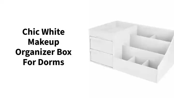 Chic White Makeup Organizer Box for Dorms