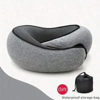 1pc Travel Pillow Pure Memory Foam Neck Pillow Comfortable & Breathable Cover Machine Washable Airplane Travel Kit