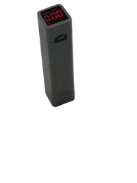 Gray rectangular device with a digital display.