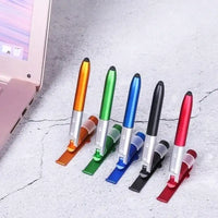 4 IN 1 Multifunction Touch Pen Ballpoint Pens with LED Light Folding Stand for Phone Holder Night Reading Stationery