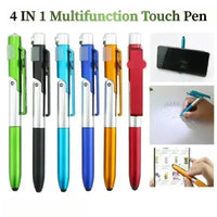 4 IN 1 Multifunction Touch Pen Ballpoint Pens with LED Light Folding Stand for Phone Holder Night Reading Stationery