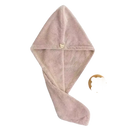 Pink towel hair wrap.