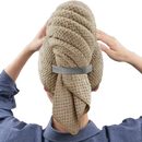 Waffle-textured hair towel wrap.