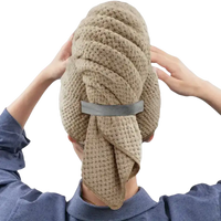 Waffle-textured hair towel wrap.