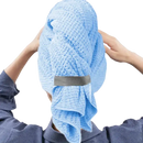 Blue hair towel wrap.