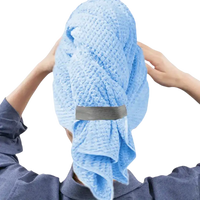 Blue hair towel wrap.