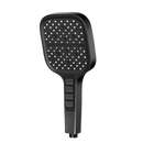 Black handheld shower head.