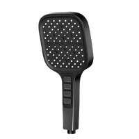 Black handheld shower head.