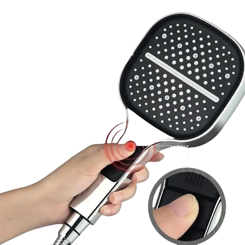 Handheld shower head with multiple spray settings.