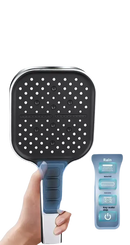 Handheld shower head with multiple spray settings.