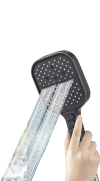 Handheld shower head with waterfall feature.