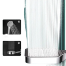 Square shower head with high-pressure water streams.