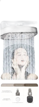 Wide panel shower head.